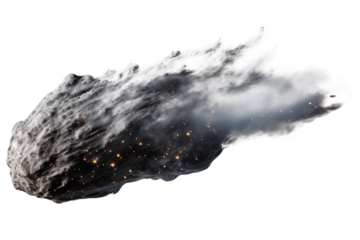 Flying comet isolated on a transparent background.