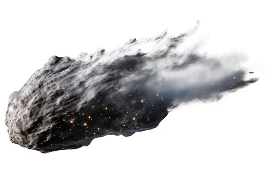 Flying comet isolated on a transparent background.