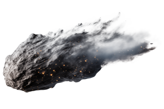 Flying comet isolated on a transparent background.