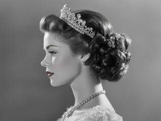 Elegant Woman in Tiara and Vintage Jewelry
