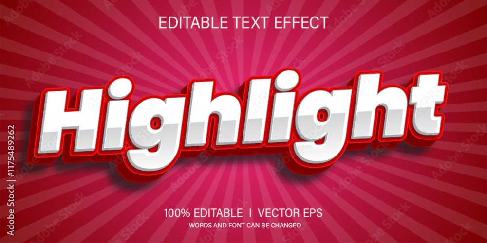 Poster highlight vector text effect with modern style design