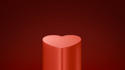 3D Red Clean Heart Pedestal for Product Stand
