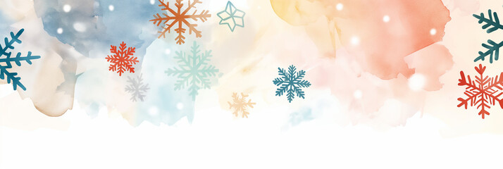 A collection of vibrant, watercolor snowflakes displayed on a mixed media canvas to evoke the creativity, beauty, and charm of a winter wonderland scene.