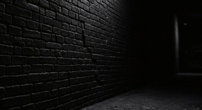 Fototapeta Dark Alleyway Brick Wall Texture Background Nighttime Urban Scene Grungy Photography