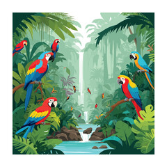 Natural scenery vector illustration.