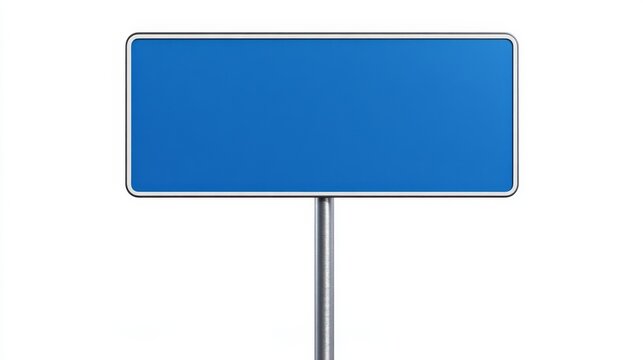 Blank Blue Sign Stands Against White Background