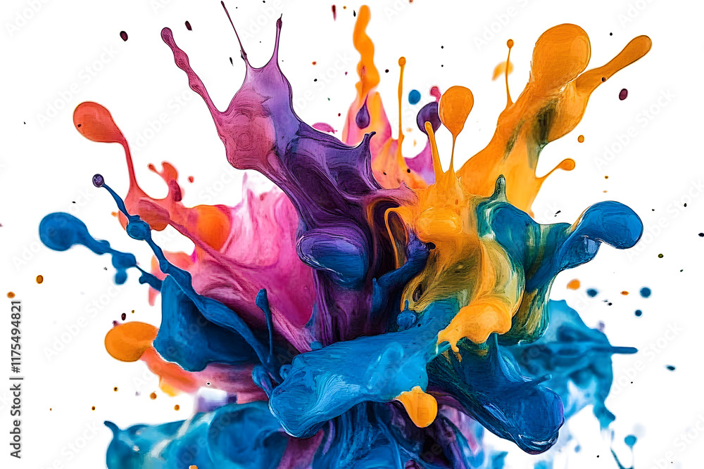 Poster vibrant abstract paint splash in various colors, creating a dynamic and artistic background perfect 