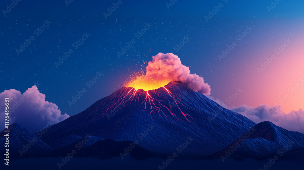 Poster volcano monitoring station with ai eruption forecasting