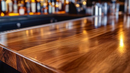 Stunning Polished Walnut Bar Countertop - Exquisite Restaurant Interior Design