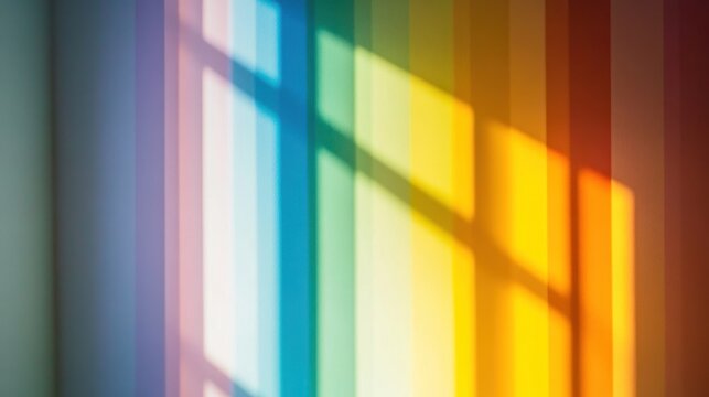Rainbow wall with window shadow.