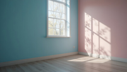 Fototapeta premium Pastel Room Corner, Sunlight, Window - Pastel colors