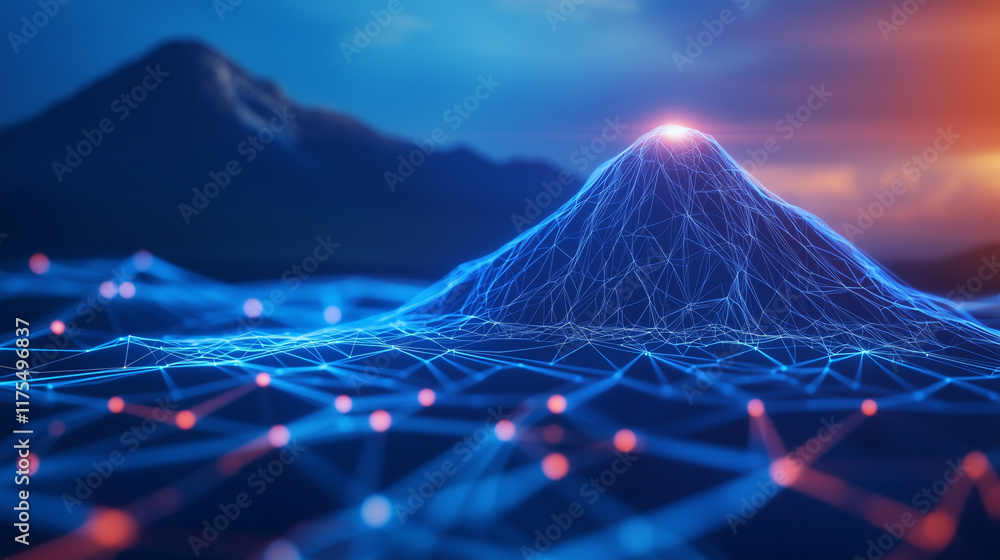 Poster volcano monitoring station with ai seismic data analysis