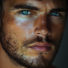 Obraz premium Tranquil Minimalist Portrait of a Pensive Man in Soft Lighting