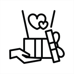 Valentine Gift Simple Line Icon