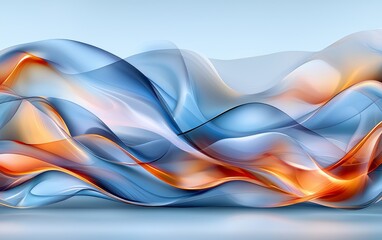 Naklejka premium Abstract Swirling Blue and Orange Waves Fluid Dynamic Design Digital Art Background