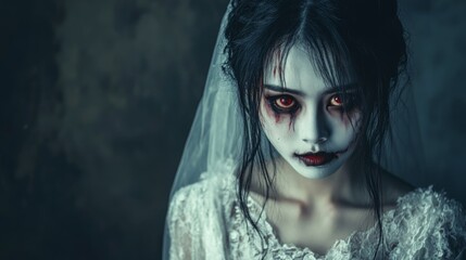 Haunting Bride Portrait: Spooky Halloween Image