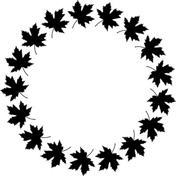 black maple leaves wreath clip art preview