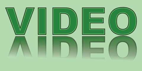 Video flat icon. Video icon vector sign and symbol with shadow isolated on green background. Solid icon collection. Green technology scribble design. Movie and containing icon. Vector illustration. 