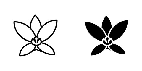 Moth orchid icons. black and white vector set.