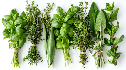 Collection of fresh green herbs