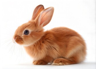 Young Red Rabbit Isolated on White Background