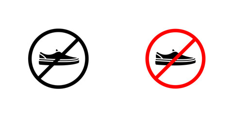 No shoes signs. vector signs set