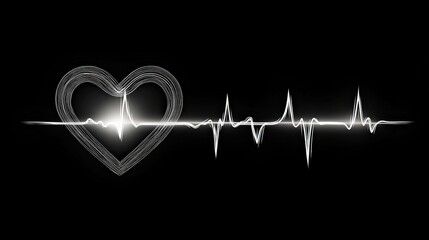 Glowing Heart Outline with Pulsating ECG Line.