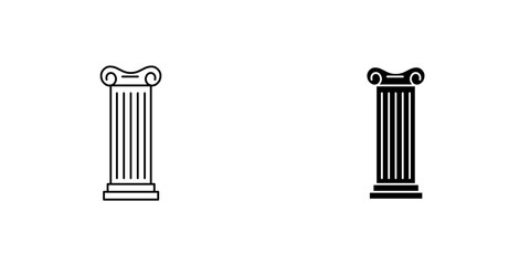 Pillar icons. black and white vector set.