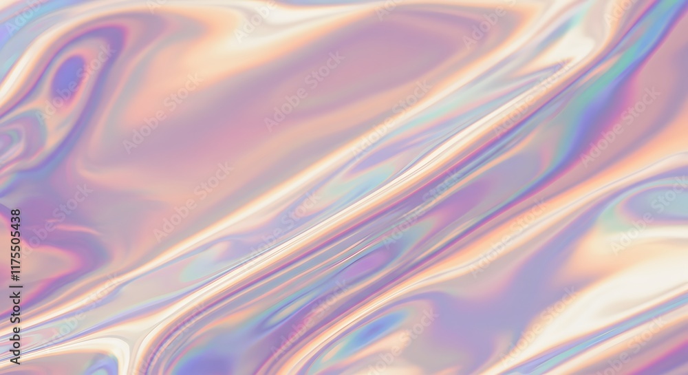 Aufkleber iridescent pastel flowing texture with holographic effect featuring soft blended colors creating vib