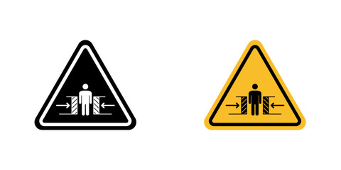 Risk of crushing warning signs. vector signs set