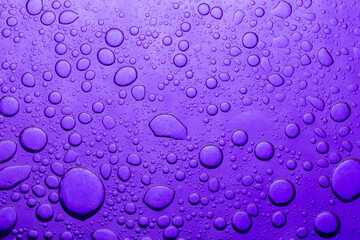 Close-up of purple bubble texture,oil with bubbles on Violet background. Abstract space purple violet background. Soft selective focus. macro of oil drops on water surface.