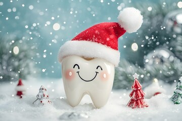 Festive Tooth with Santa Hat