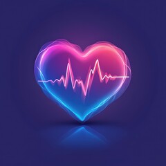 Neon Heart with Pulsing ECG Line and Vibrant Glow.