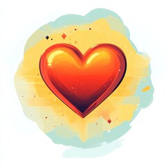 Vibrant Glossy Heart with Radiant Abstract Background.