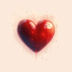Glowing Red Heart with Subtle Dripping and Splatter Effects.