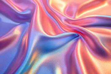 Fototapeta premium holographic iridescent satin foil background shimmering with multiple colors creating a dynamic and vibrant backdrop for graphics and designs ideal for adding a modern touch to creative projects