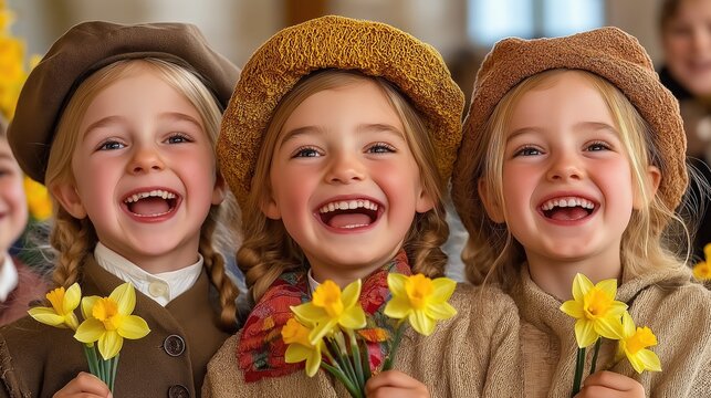 Children celebrate Welsh traditions with daffodils in community event