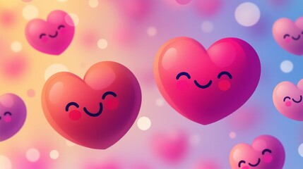 Cute Hearts Against Colorful Background