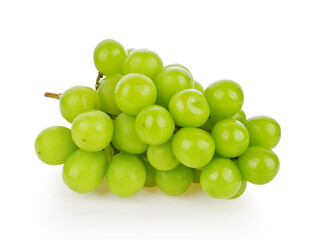 Shine Muscat grapes on a white background.
