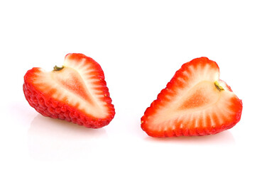 cut strawberry isolated on white background
