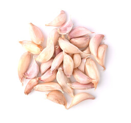 garlic, garlic cloves isolated on white background top view