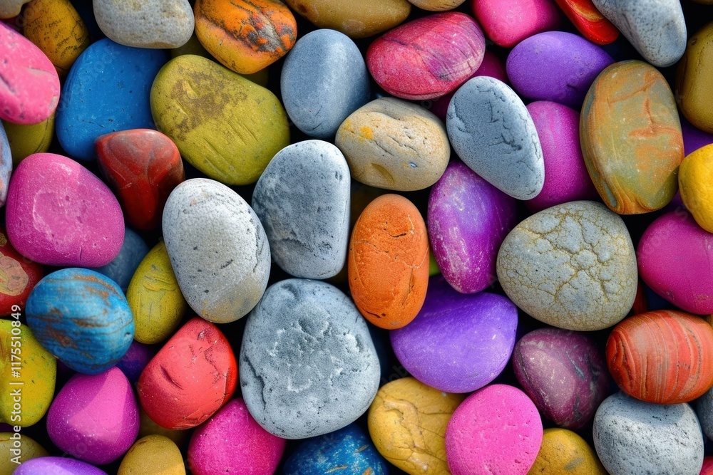 Poster polished multicolored stones creating a cheerful and textured backdrop