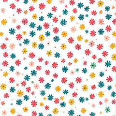 Multicolored floral seamless pattern。Colorful small flower pattern, white background, minimalist style, artistic design, decorative background