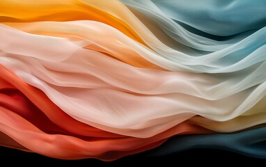 Obraz premium Elegant Draped Pastel and Earth Tone Sheer Fabric Texture