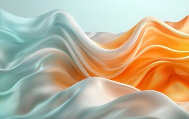 Obraz premium Abstract Draped Fabric Texture Elegant Teal and Orange Waves
