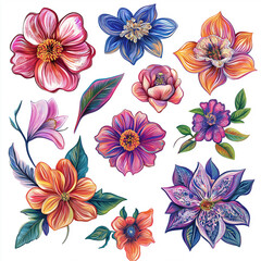 Hand-Drawn Floral Pattern, Colorful Art Design, Essential for Decorative Background