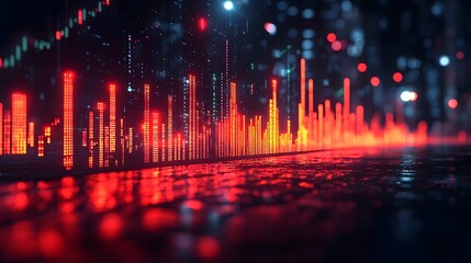 Dynamic Digital Chart with Flashing Red and Green Candlesticks