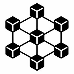 Blockchain Network Silhouette Vector Art