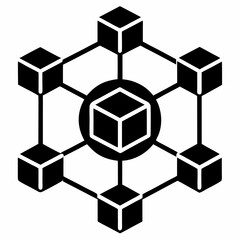 Obraz premium Blockchain Network Silhouette Vector Art