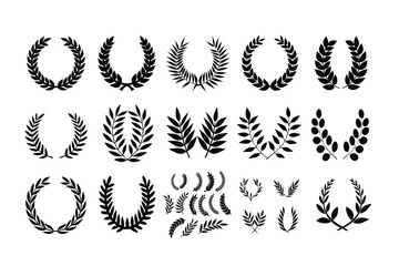 High-Quality Vectorized Laurel Wreath Silhouettes Collection for Digital and Print Use.